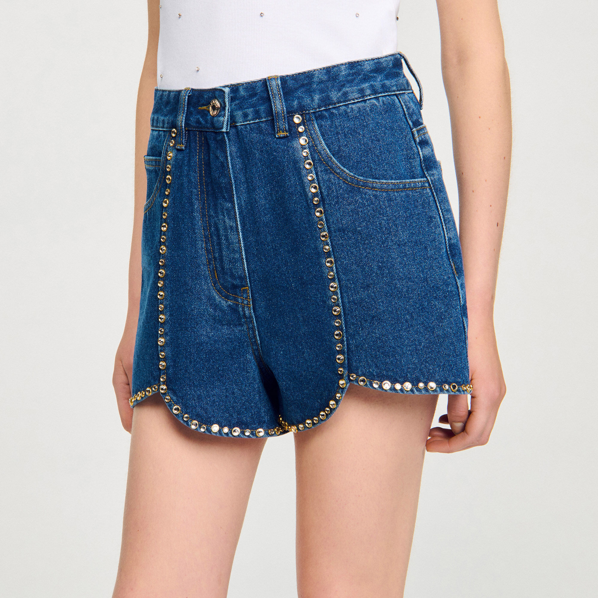 Shorts in denim glitterati