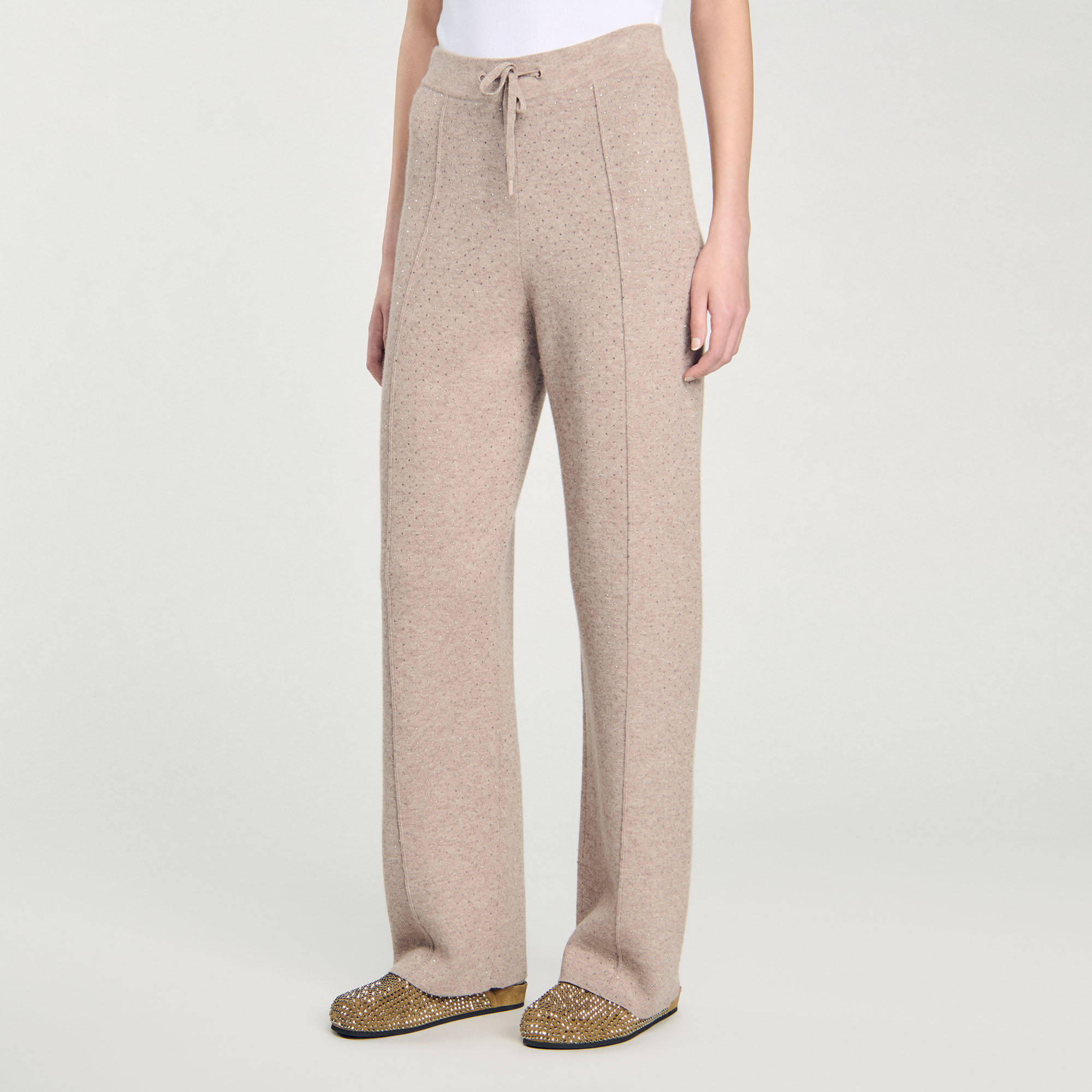 Pantaloni glitterati in maglia