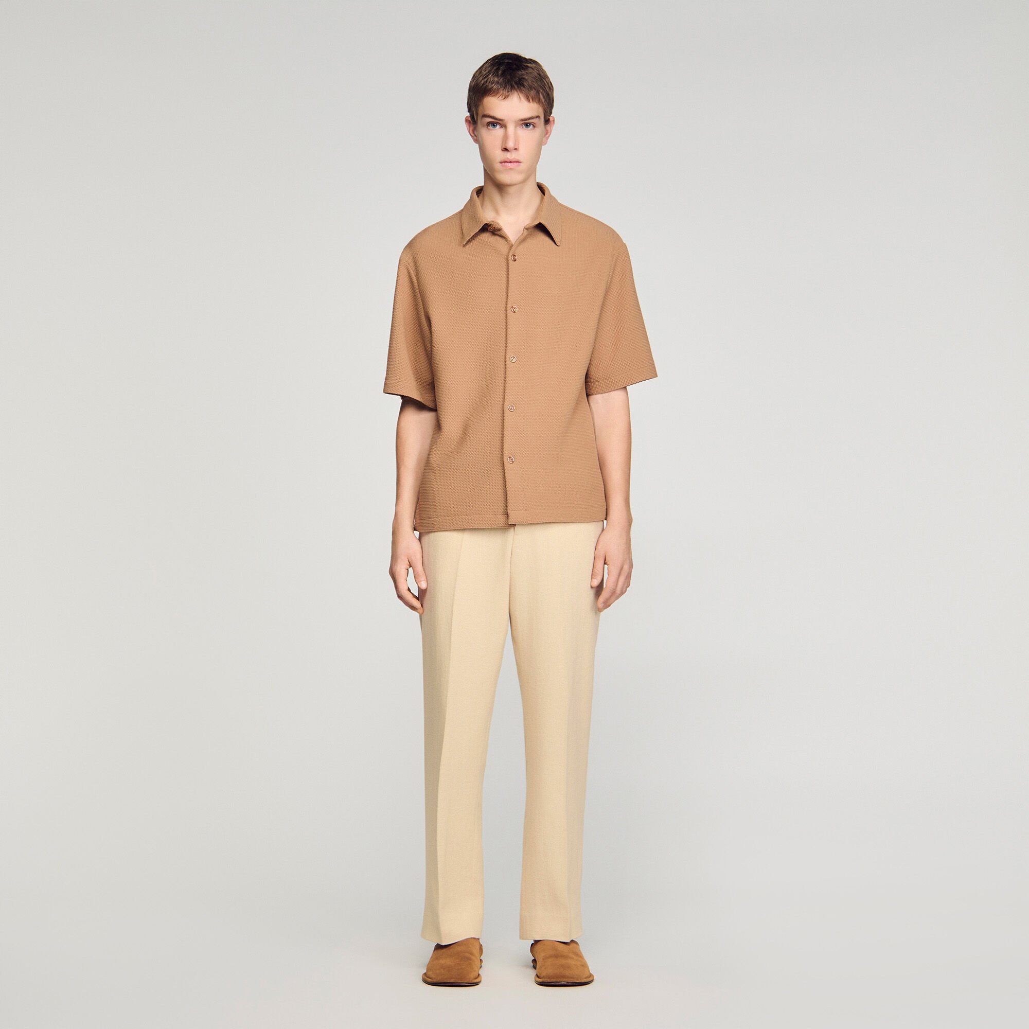 Camicia testurizzata collo aperto