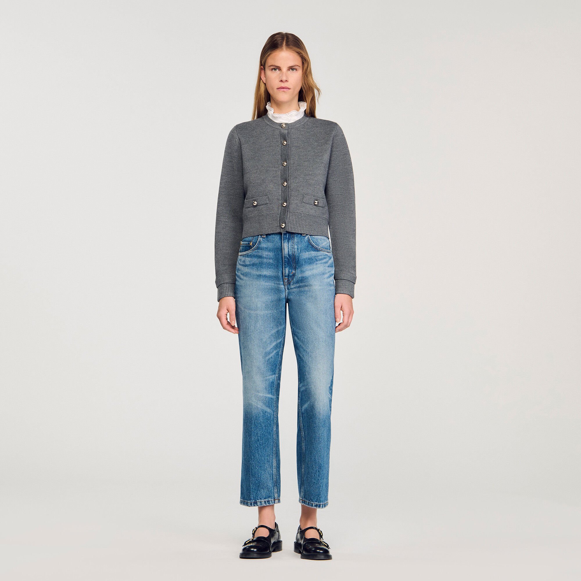 Cardigan colletto volant rimovibile