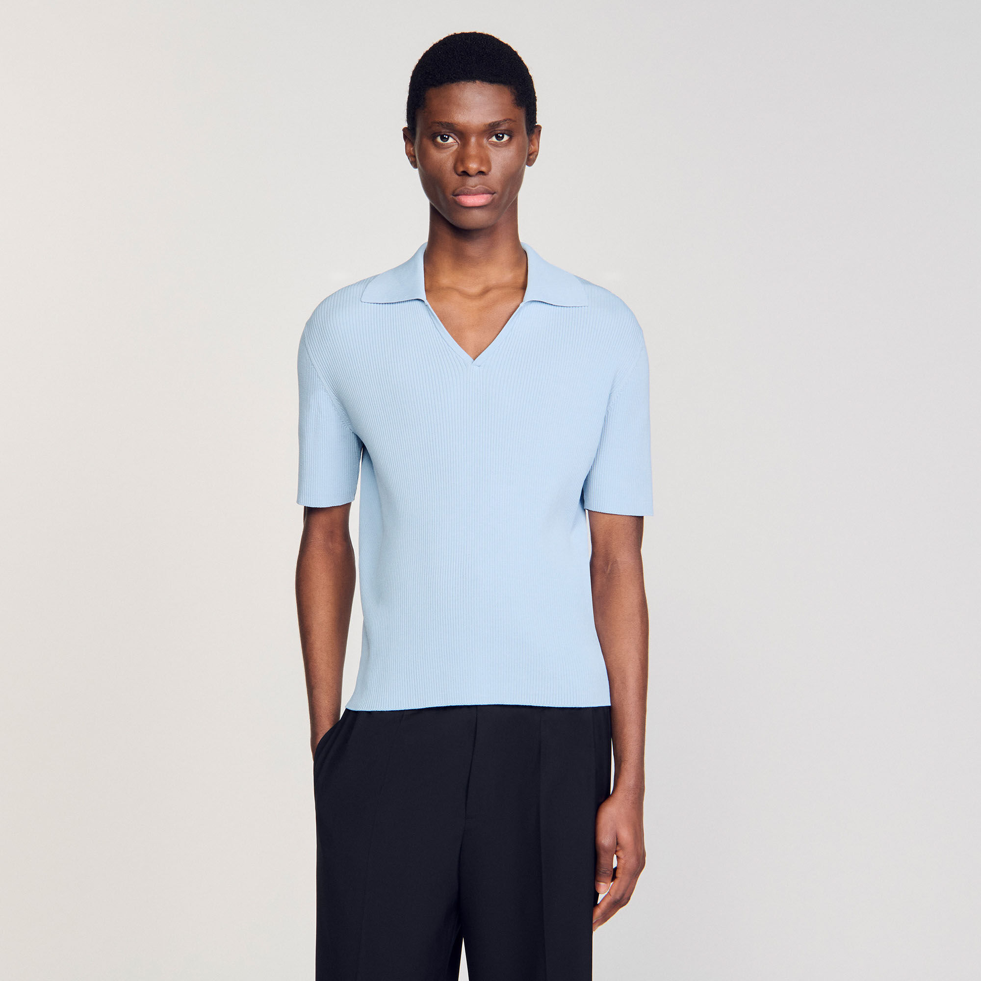 Polo in maglia a coste