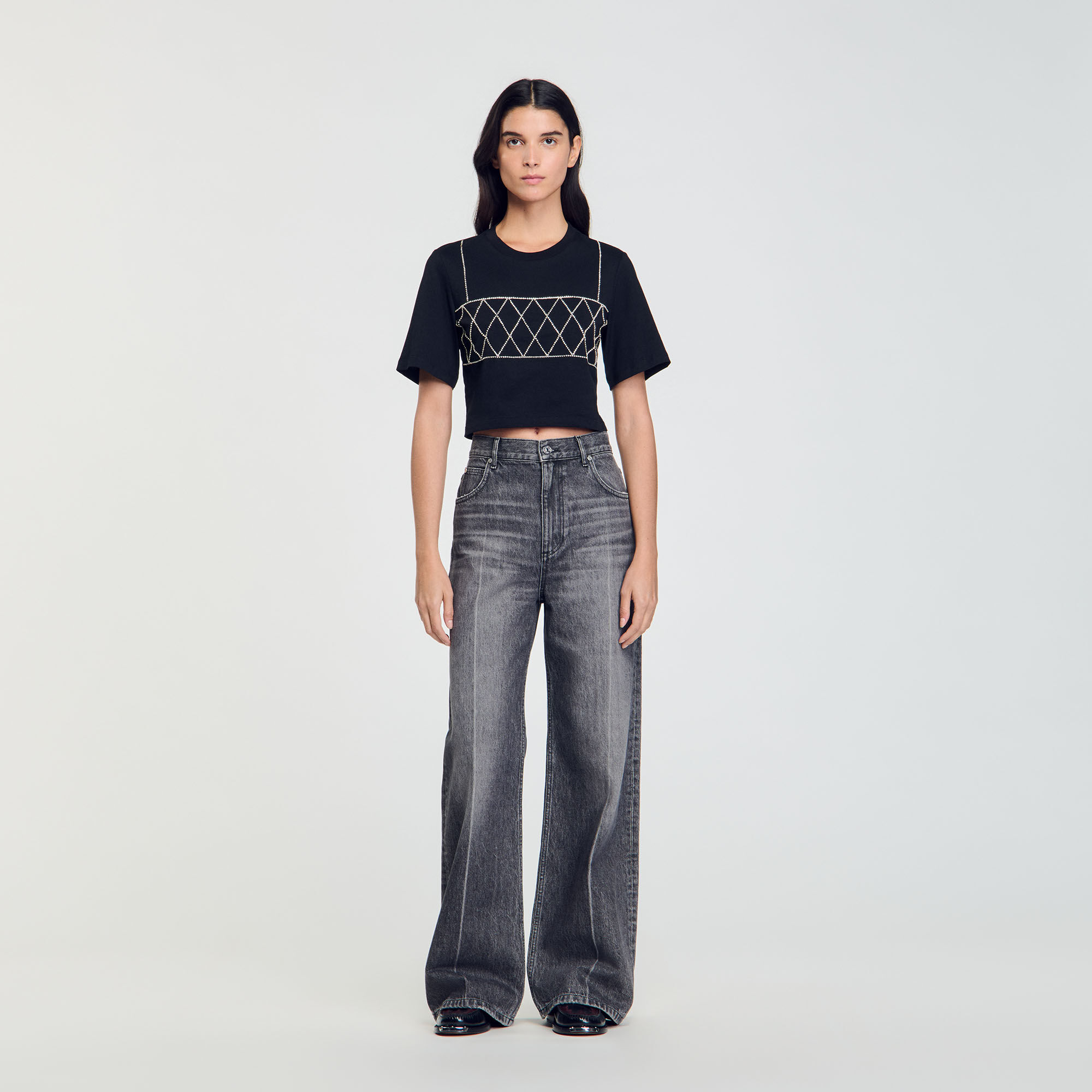 T shirt corta glitterata