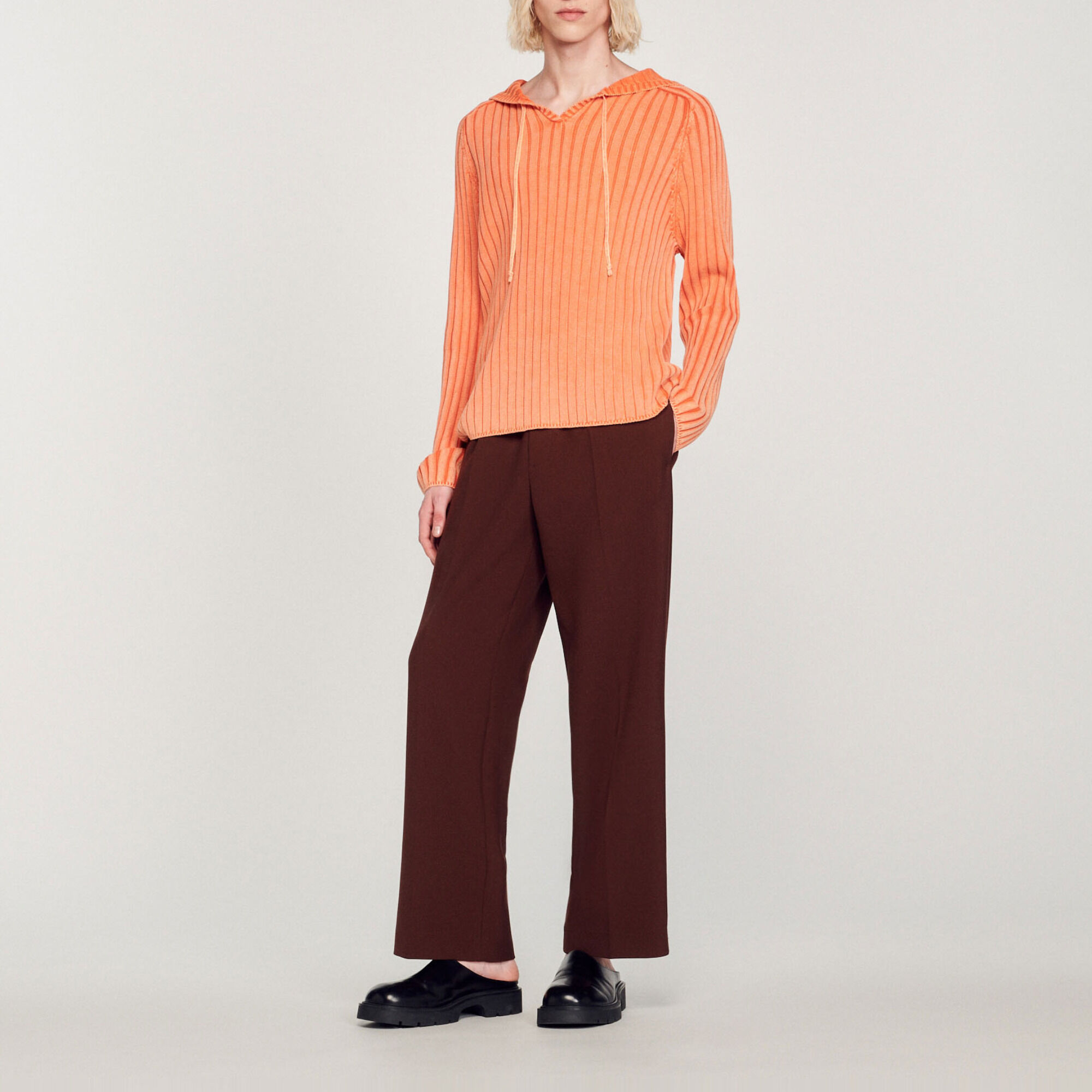 Felpa con cappuccio in maglia délavé