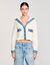 Cardigan con dettagli in denim