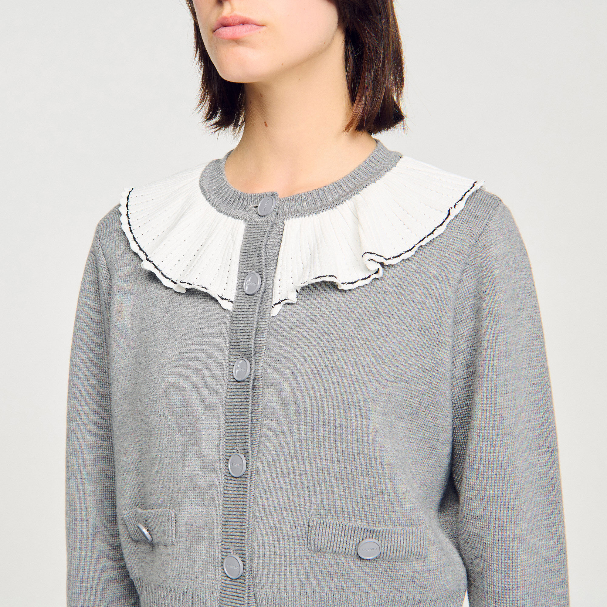 Cardigan con colletto a contrasto