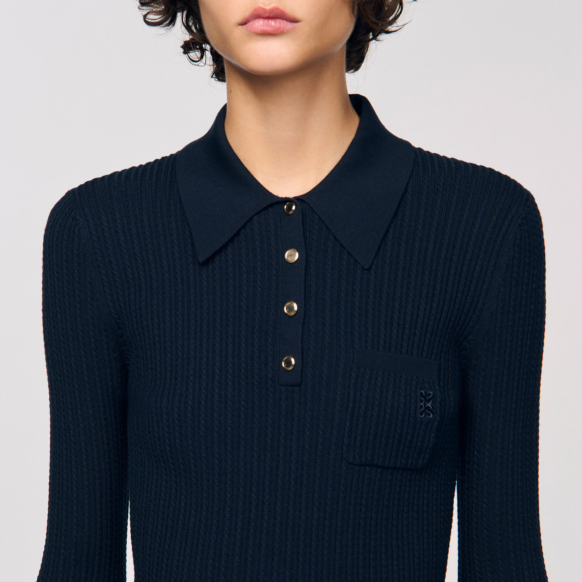 Maglione polo in maglia ritorta