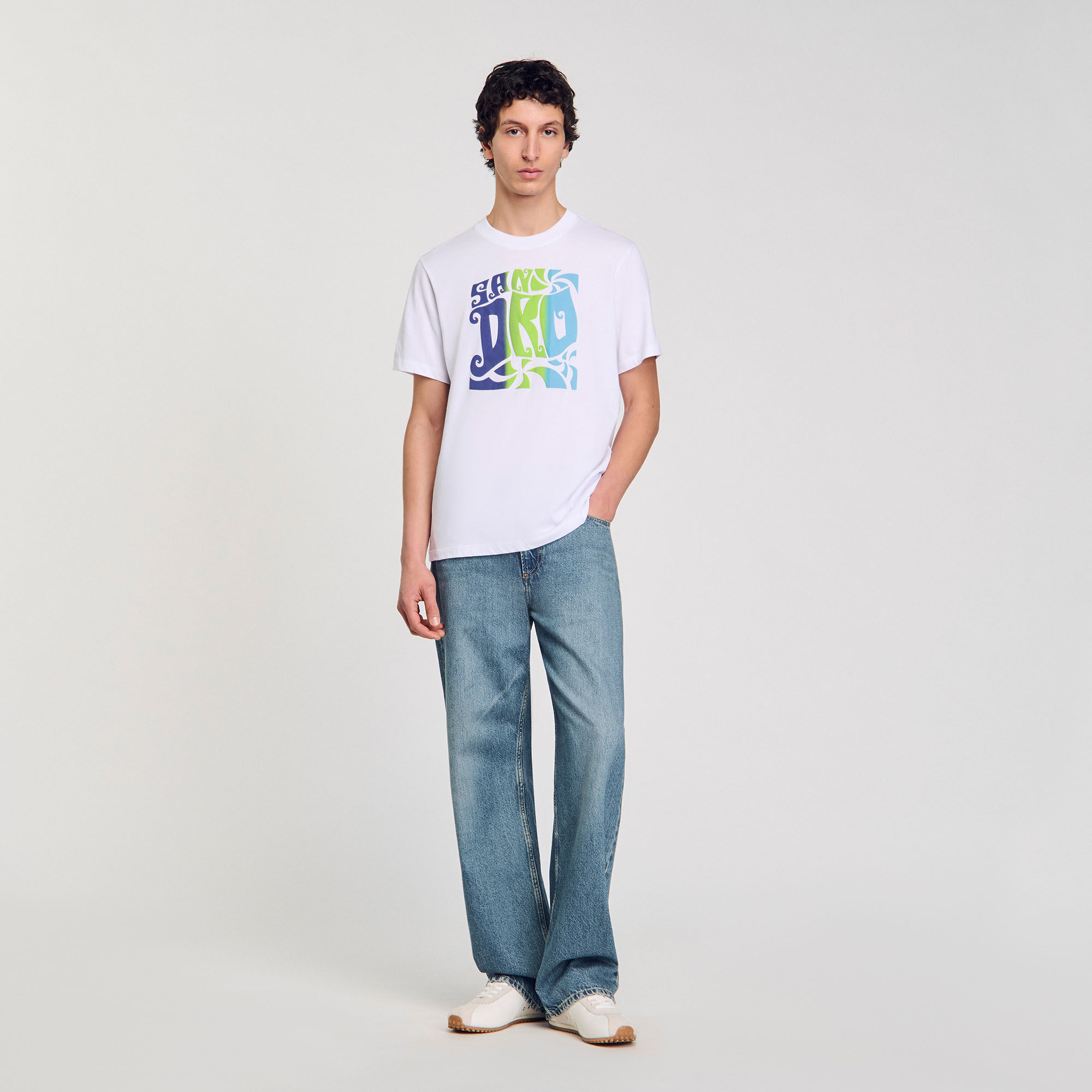 T-shirt in cotone con stampa a onde