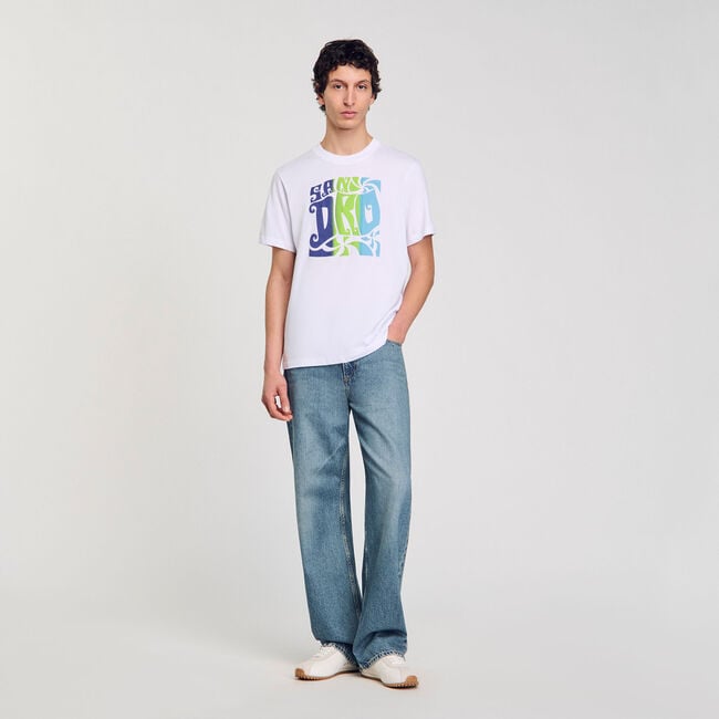 T-shirt in cotone con stampa a onde