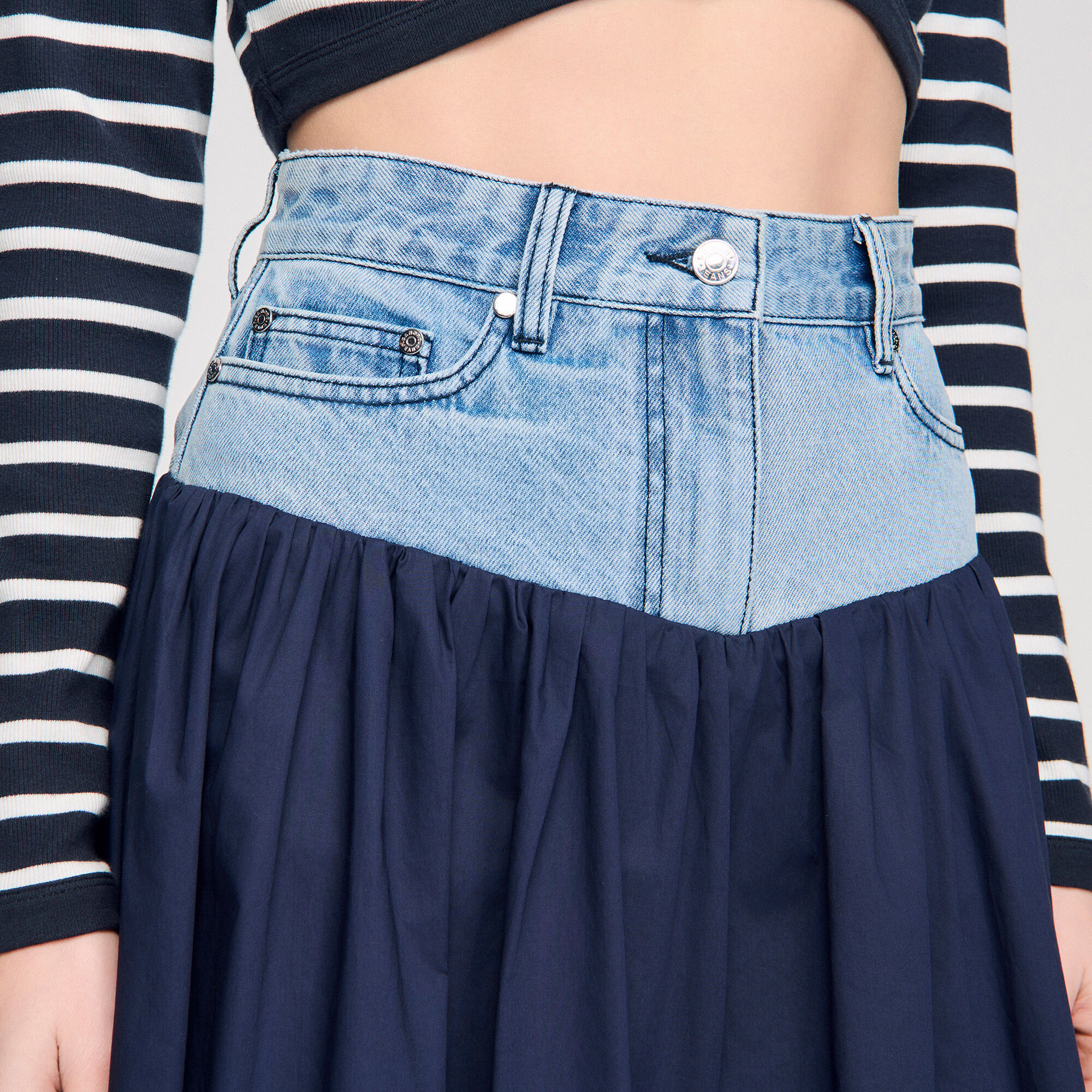 Gonna lunga bimateriale