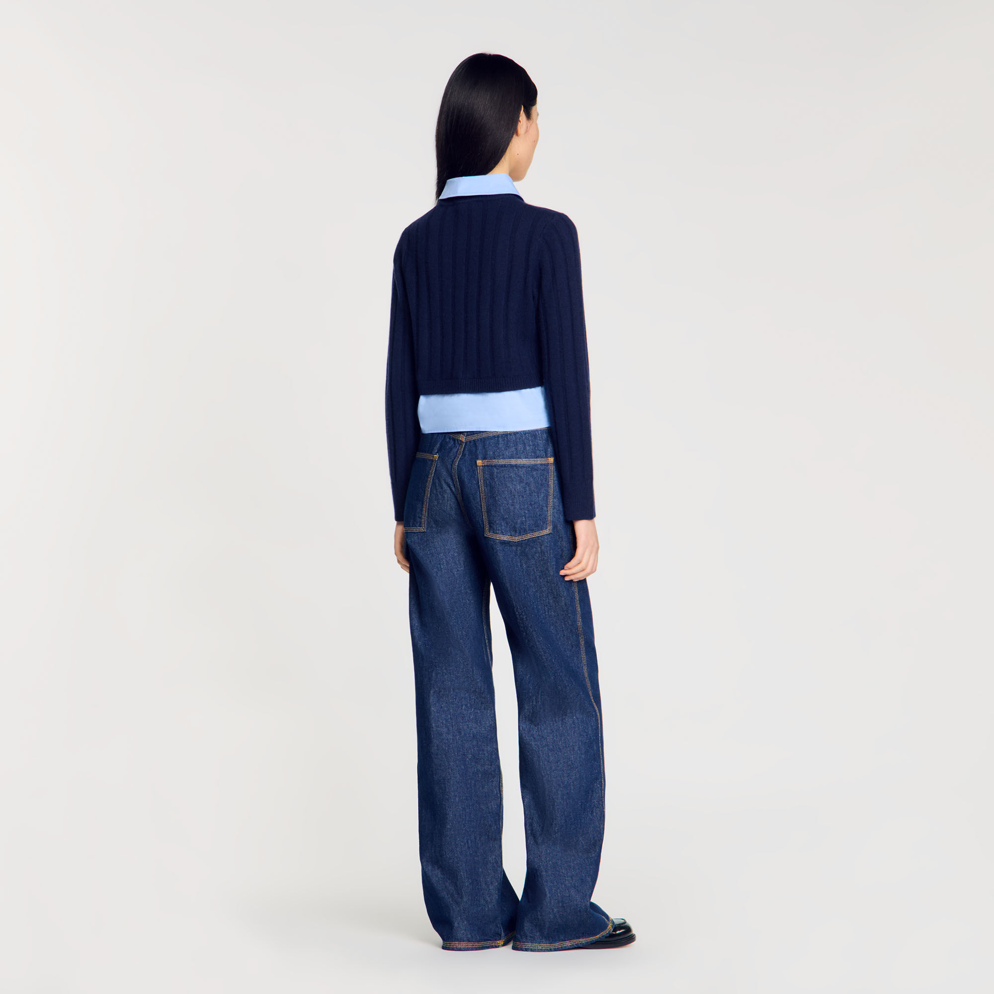 Maglione corto in lana e cashmere