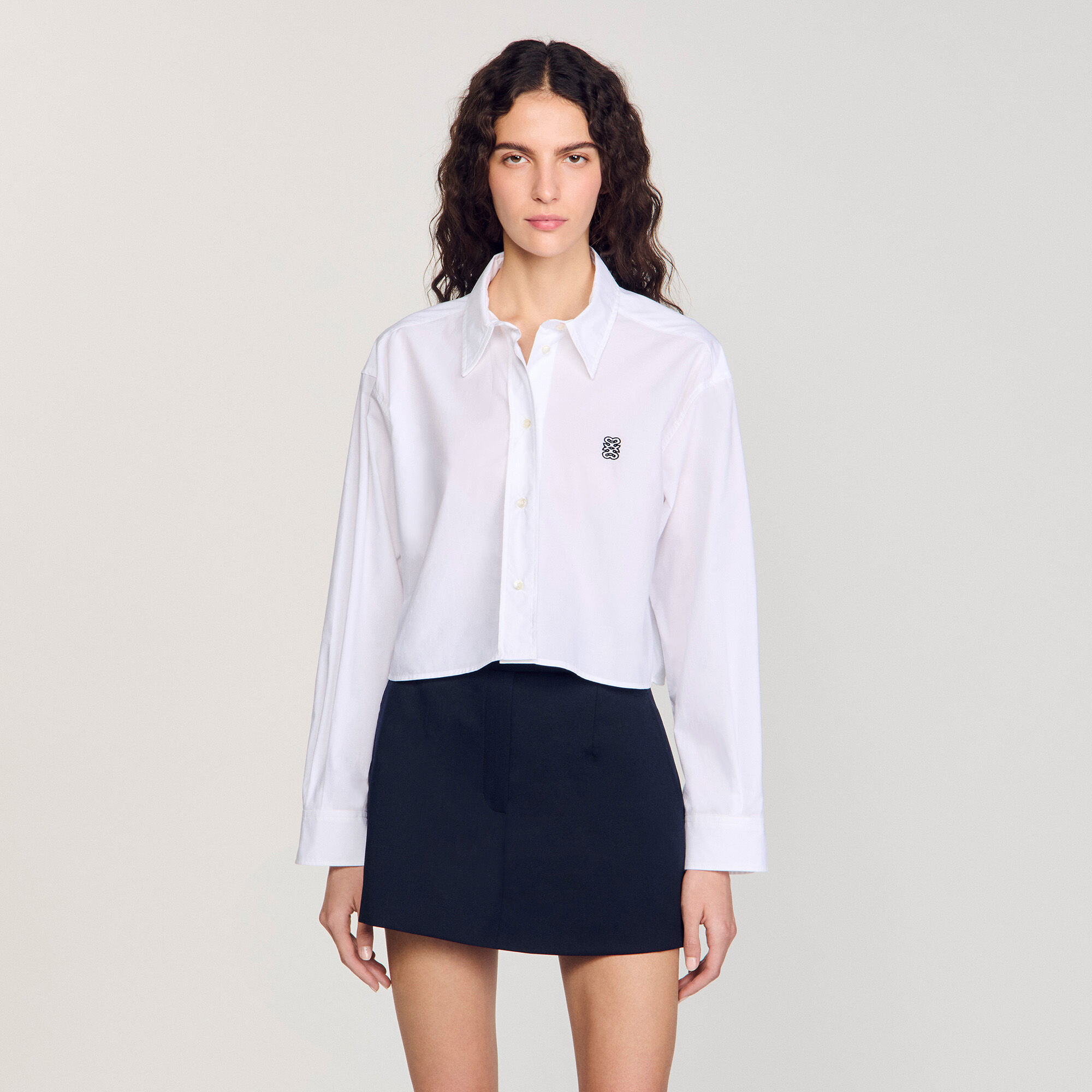 Camicia corta in popeline