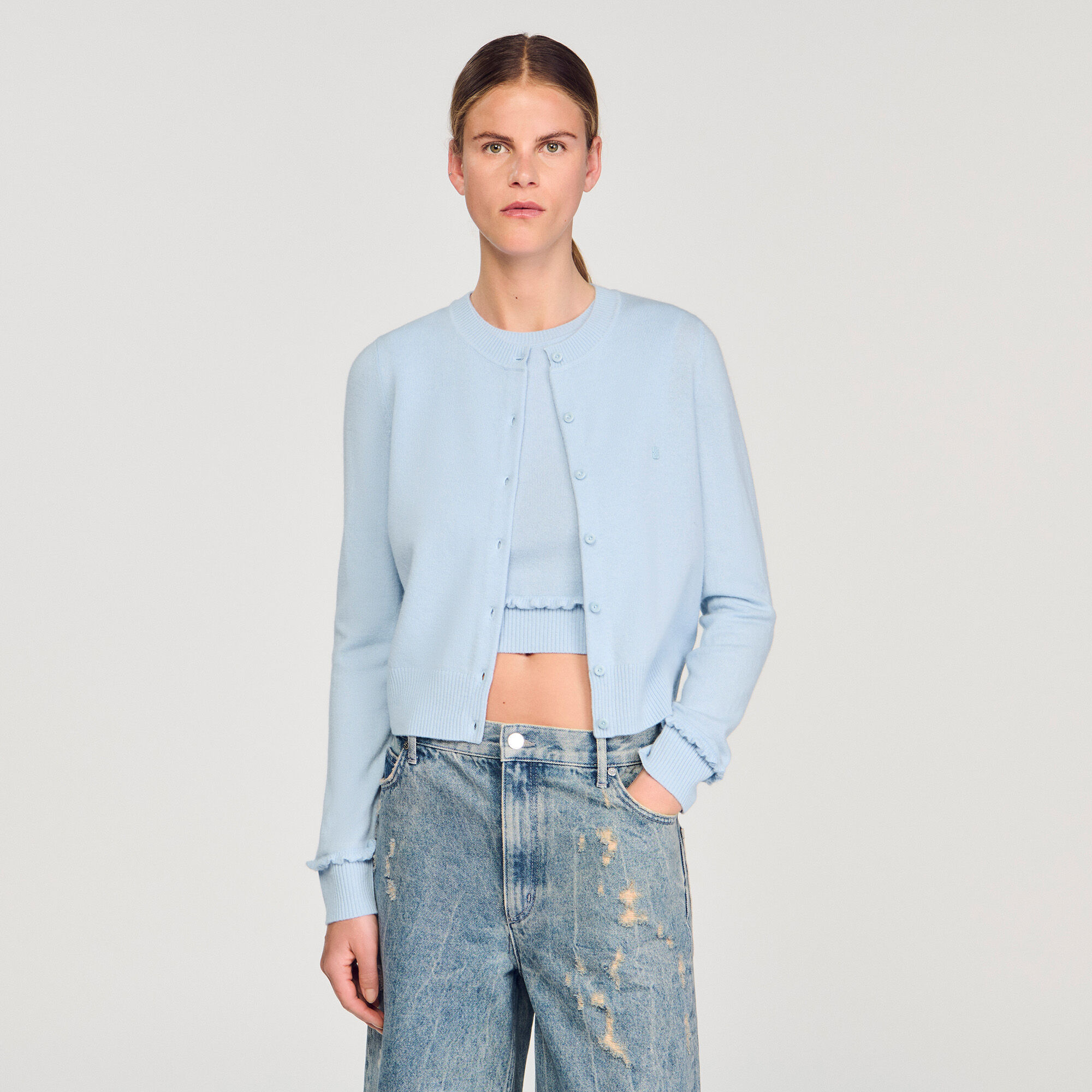 Cardigan con volant