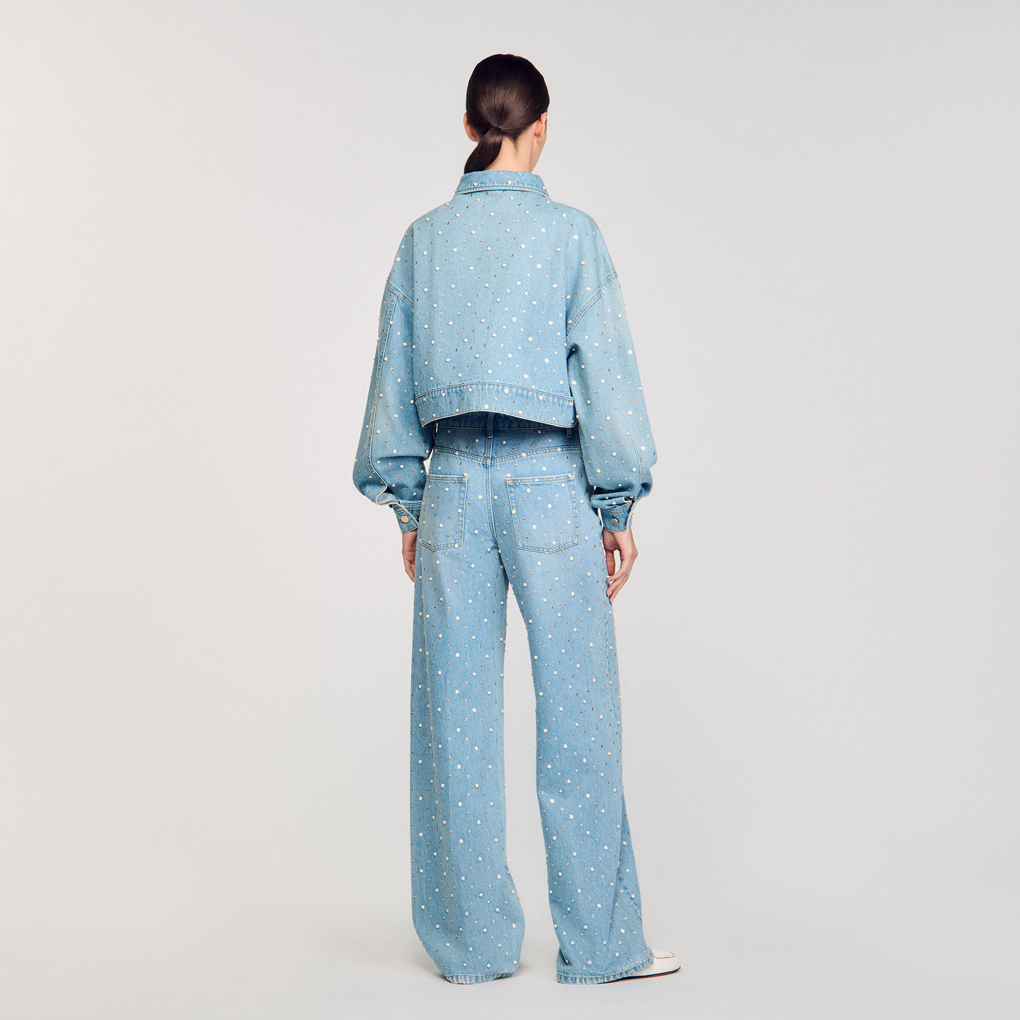 Giubbotto di jeans strass e perline