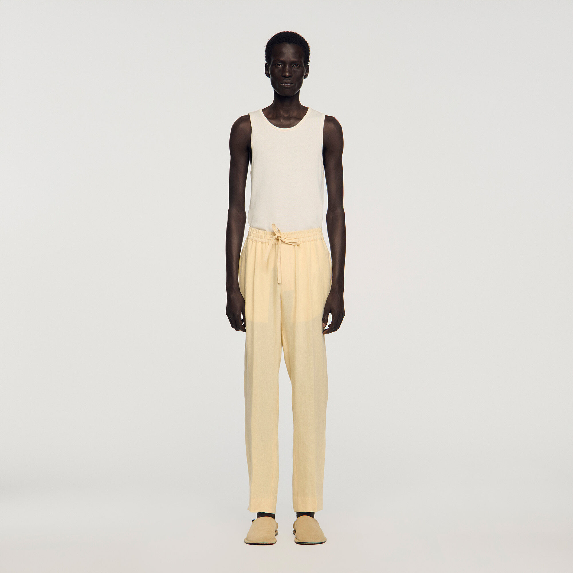 Pantaloni in lino elasticizzati