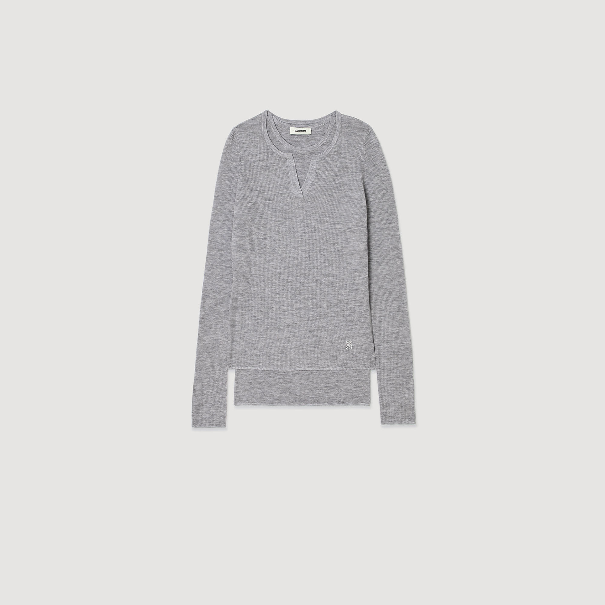 Maglione trompe l'œil in lana