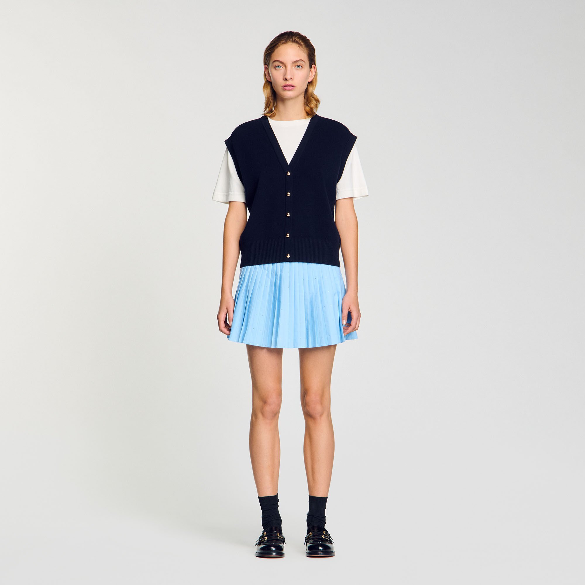 Maglione bicolor in lana e cashmere