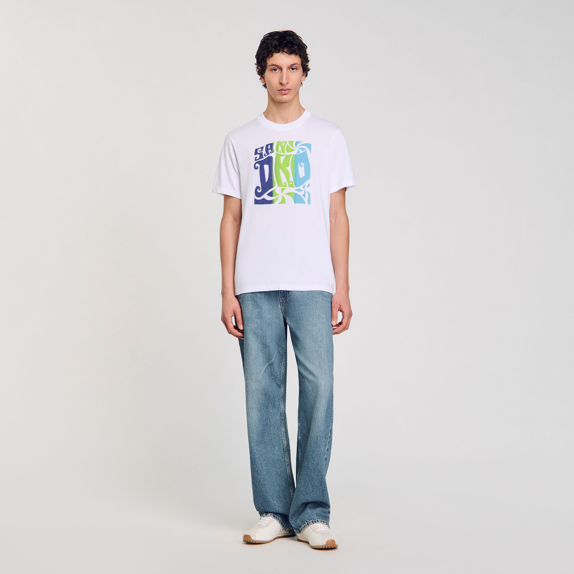 T-shirt in cotone con stampa a onde