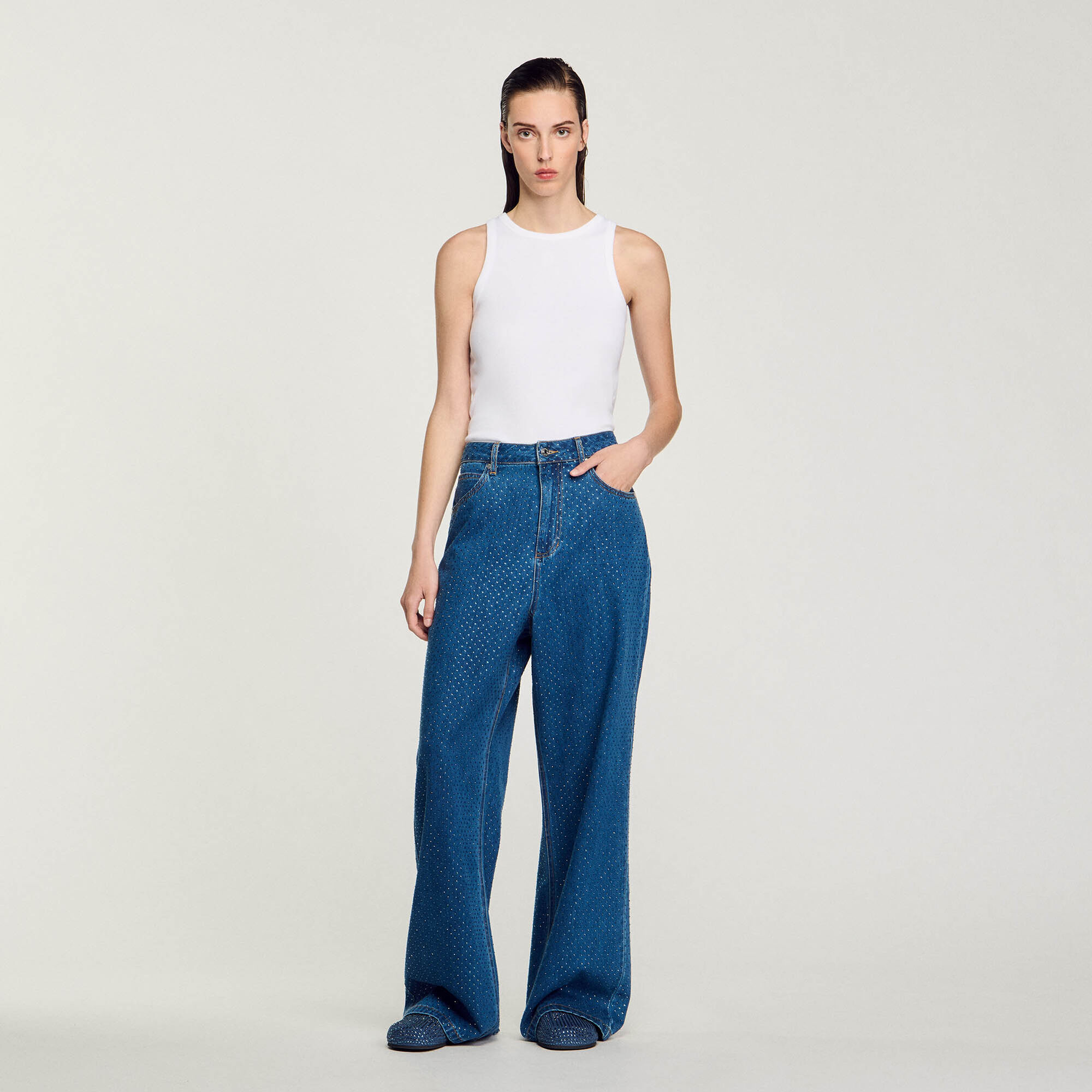 Jeans larghi glitterati