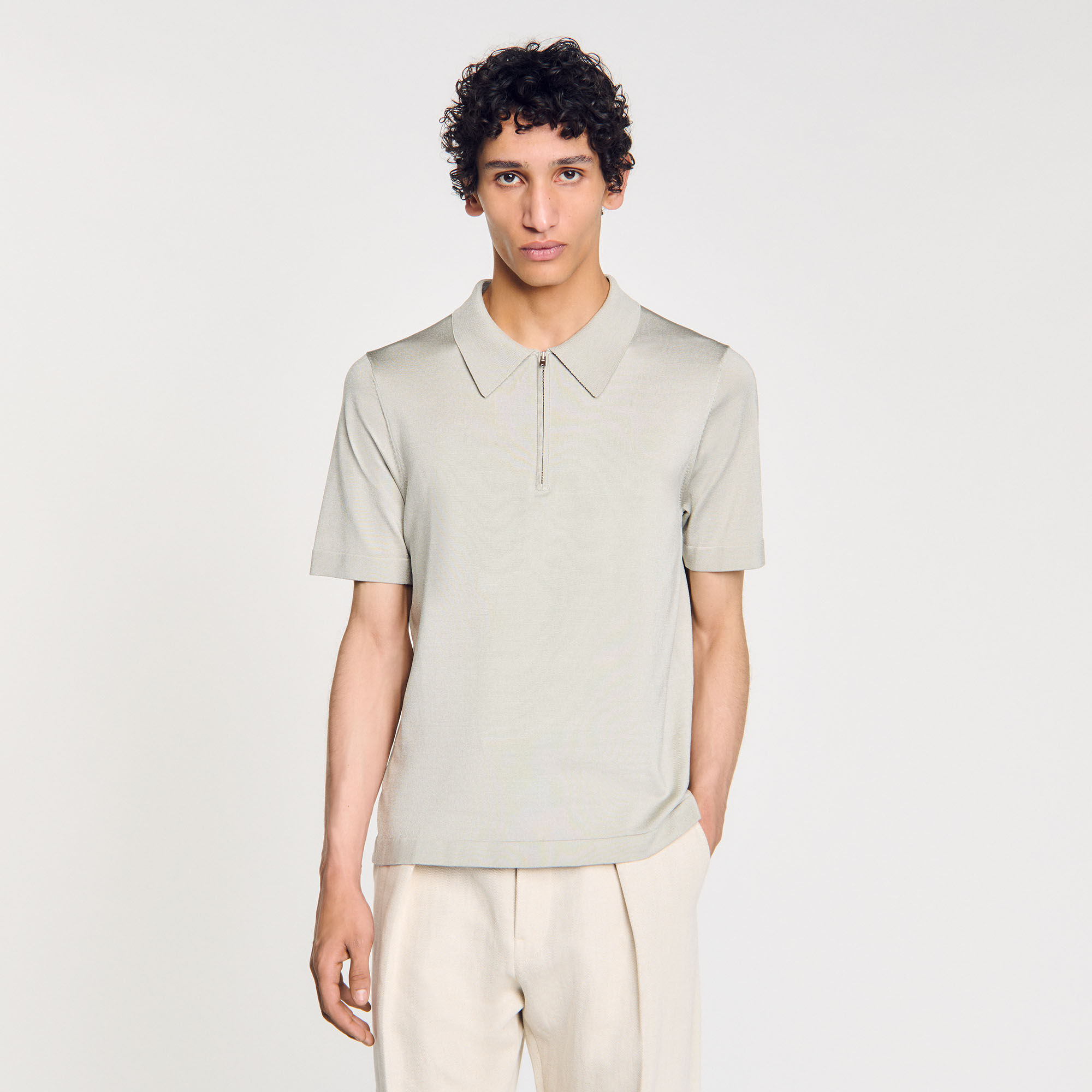 Polo in maglia con colletto con zip