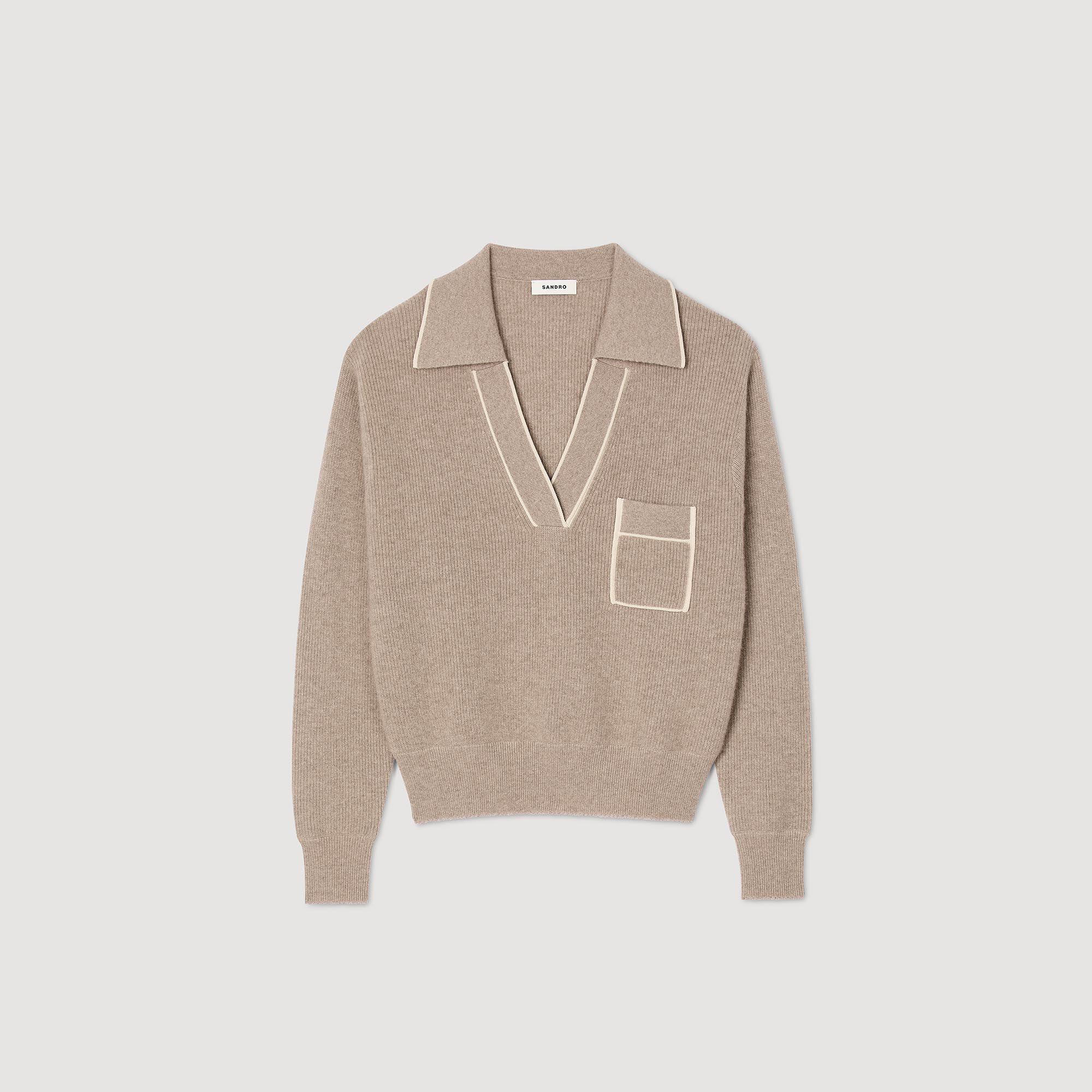 Maglione con colletto a polo aperto