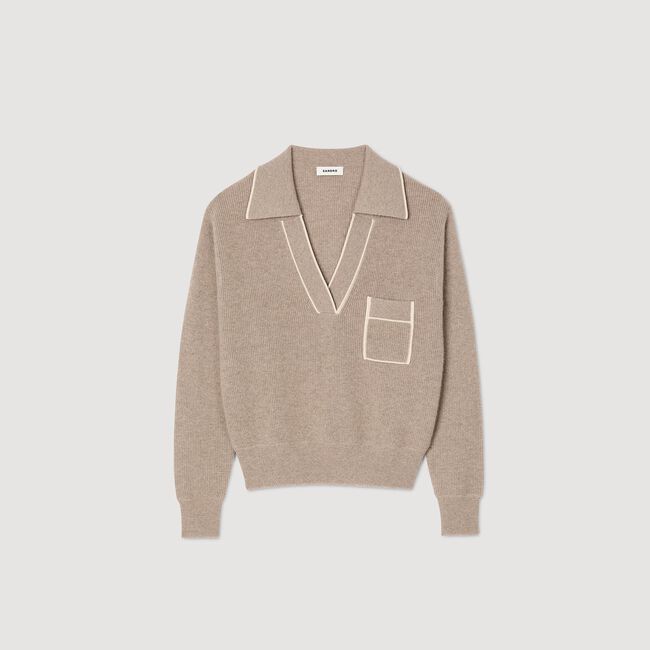 Maglione con colletto a polo aperto