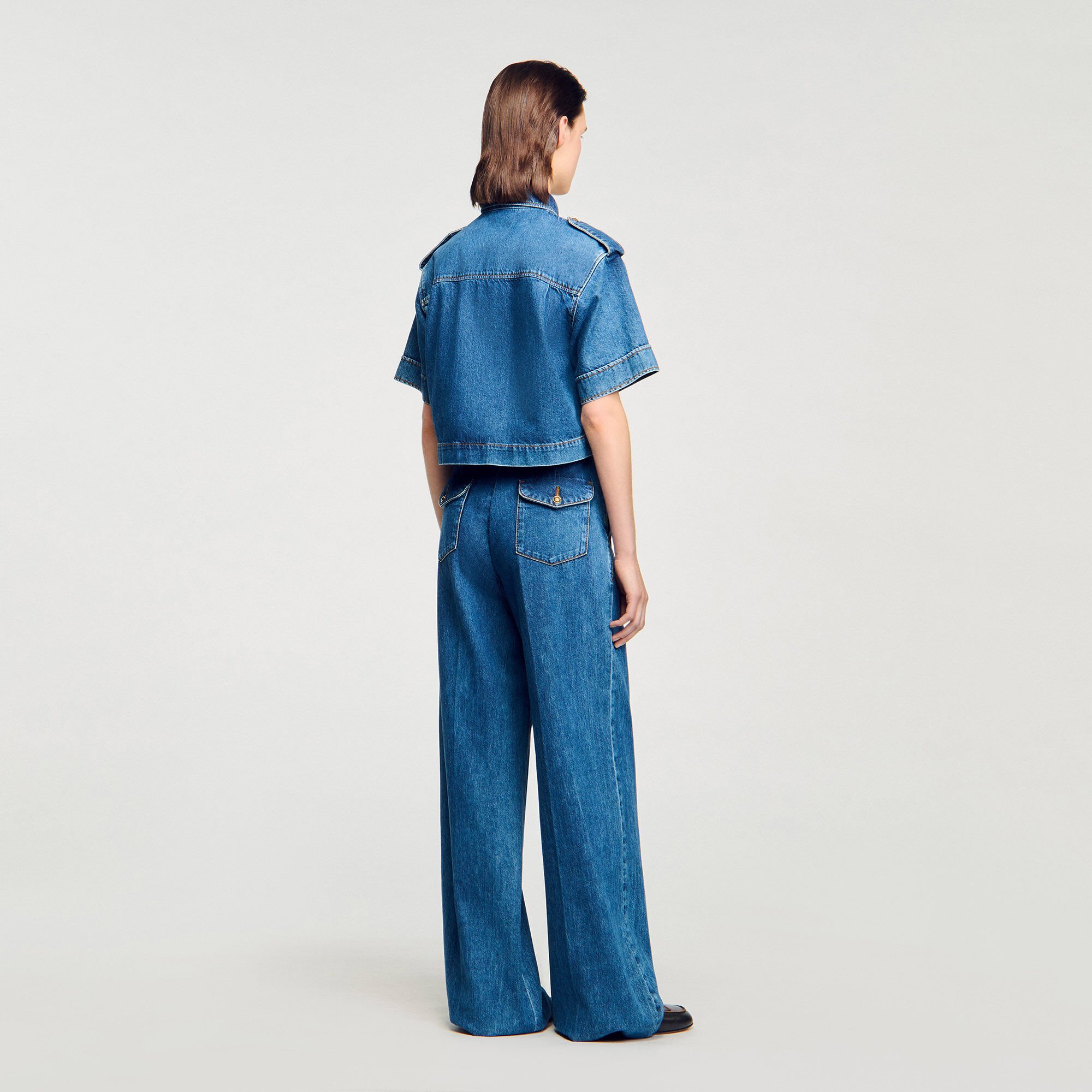 Camicia corta in denim