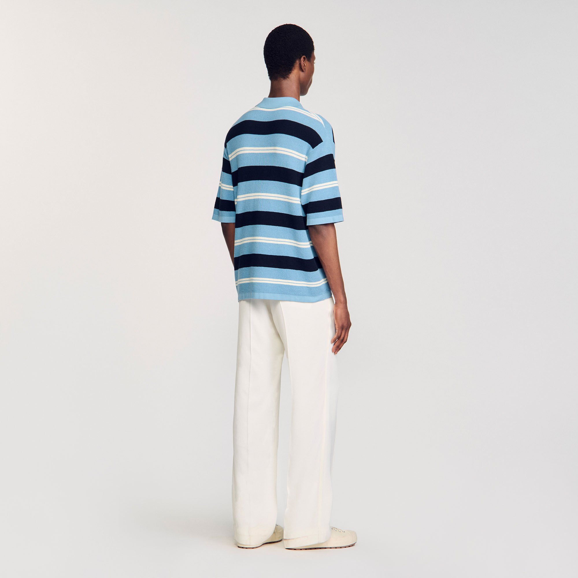 Polo a righe in maglia