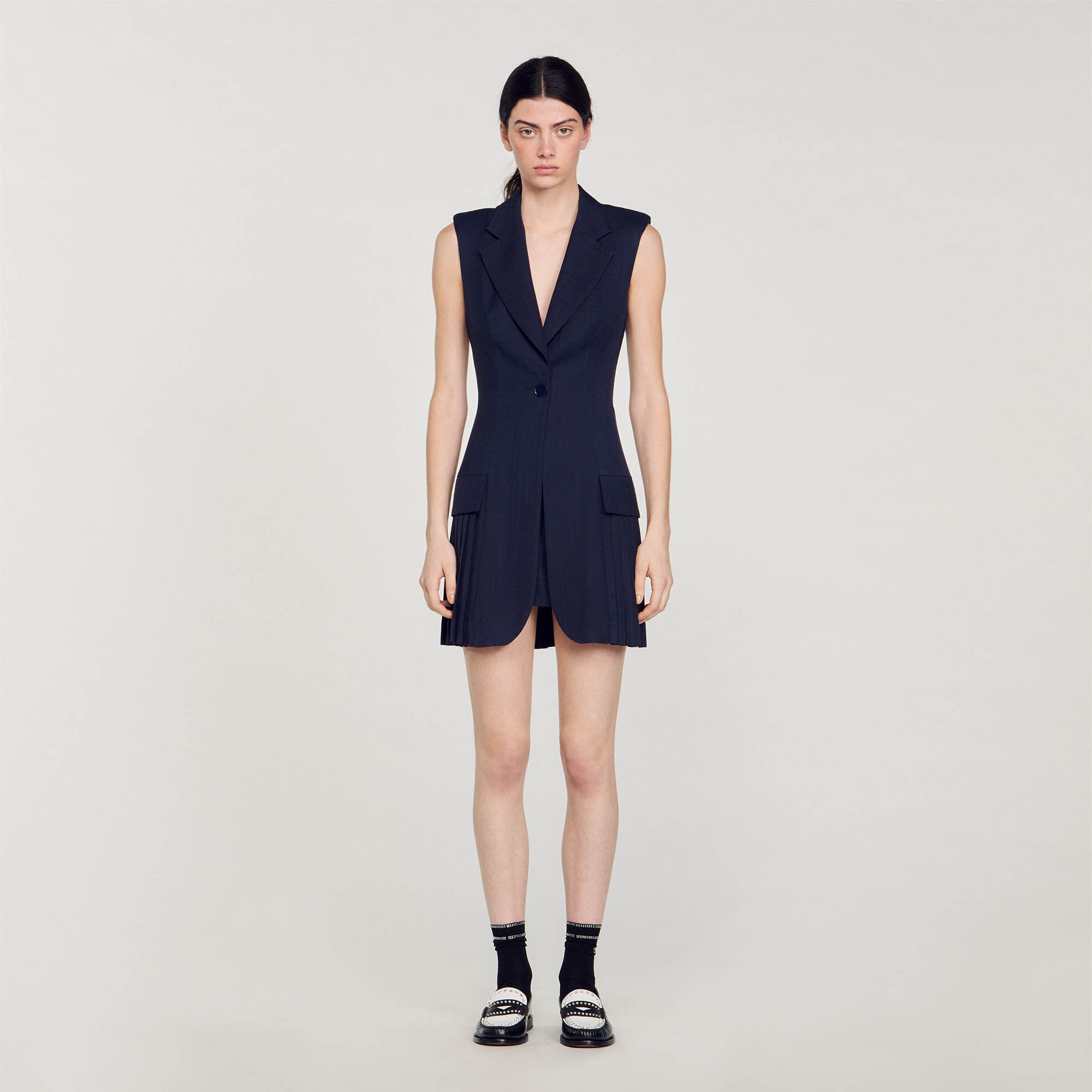 Abito corto stile tailleur a pieghe