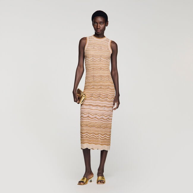 Abito lungo in maglia fantasia