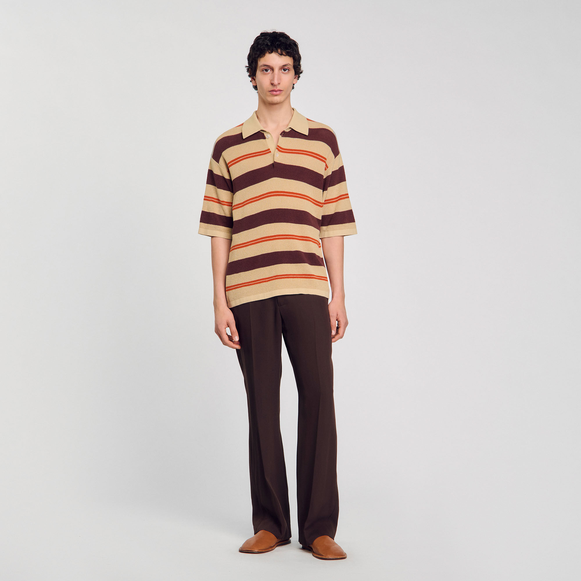 Polo a righe in maglia