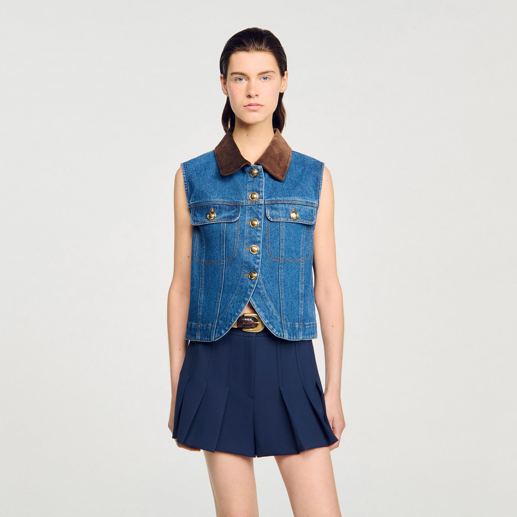 Giubbotto smanicato in denim