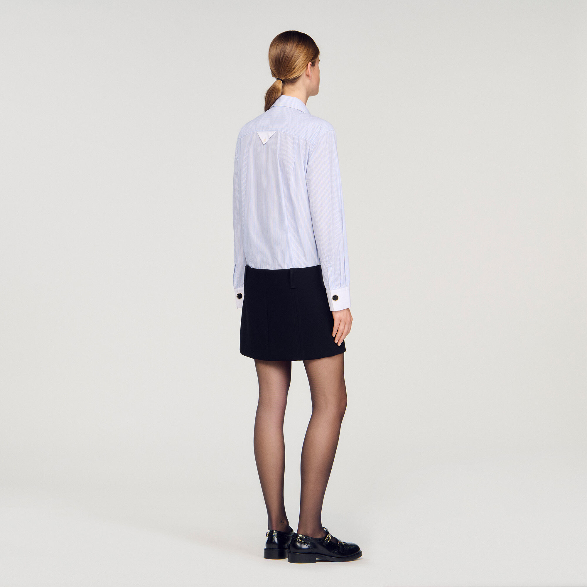 Abito corto bimateriale col camicia