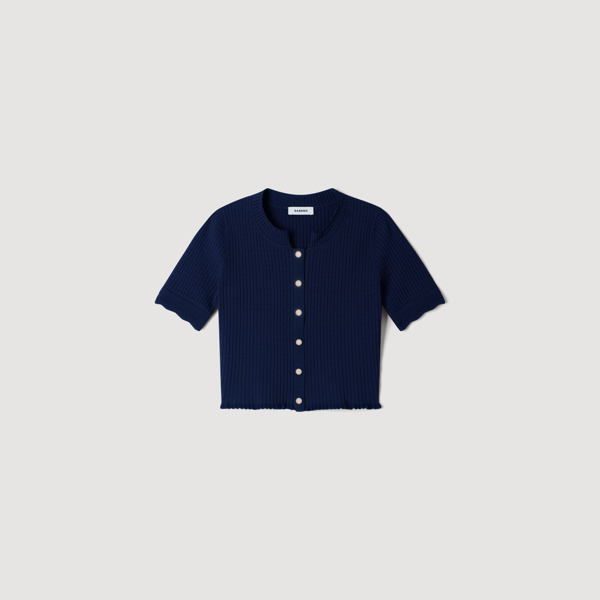 Cardigan corto in maglia pointelle