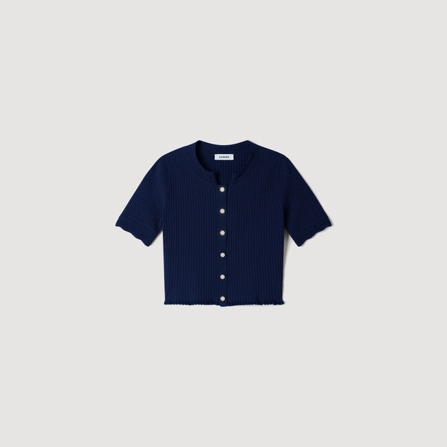 Cardigan corto in maglia pointelle