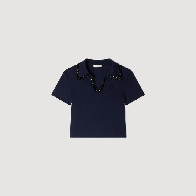 Polo con collo perlato