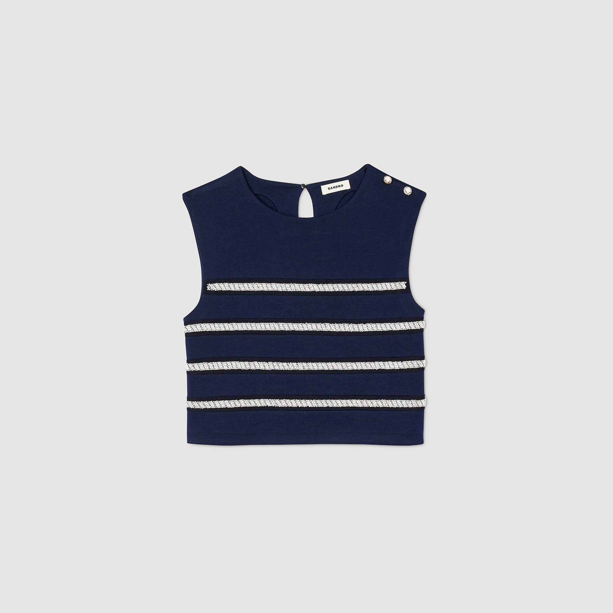 T-shirt a righe senza maniche