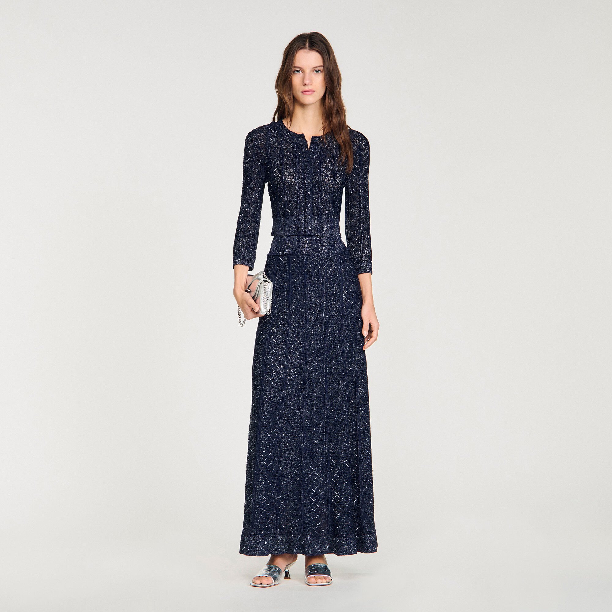 Gonna lunga in maglia glitterata