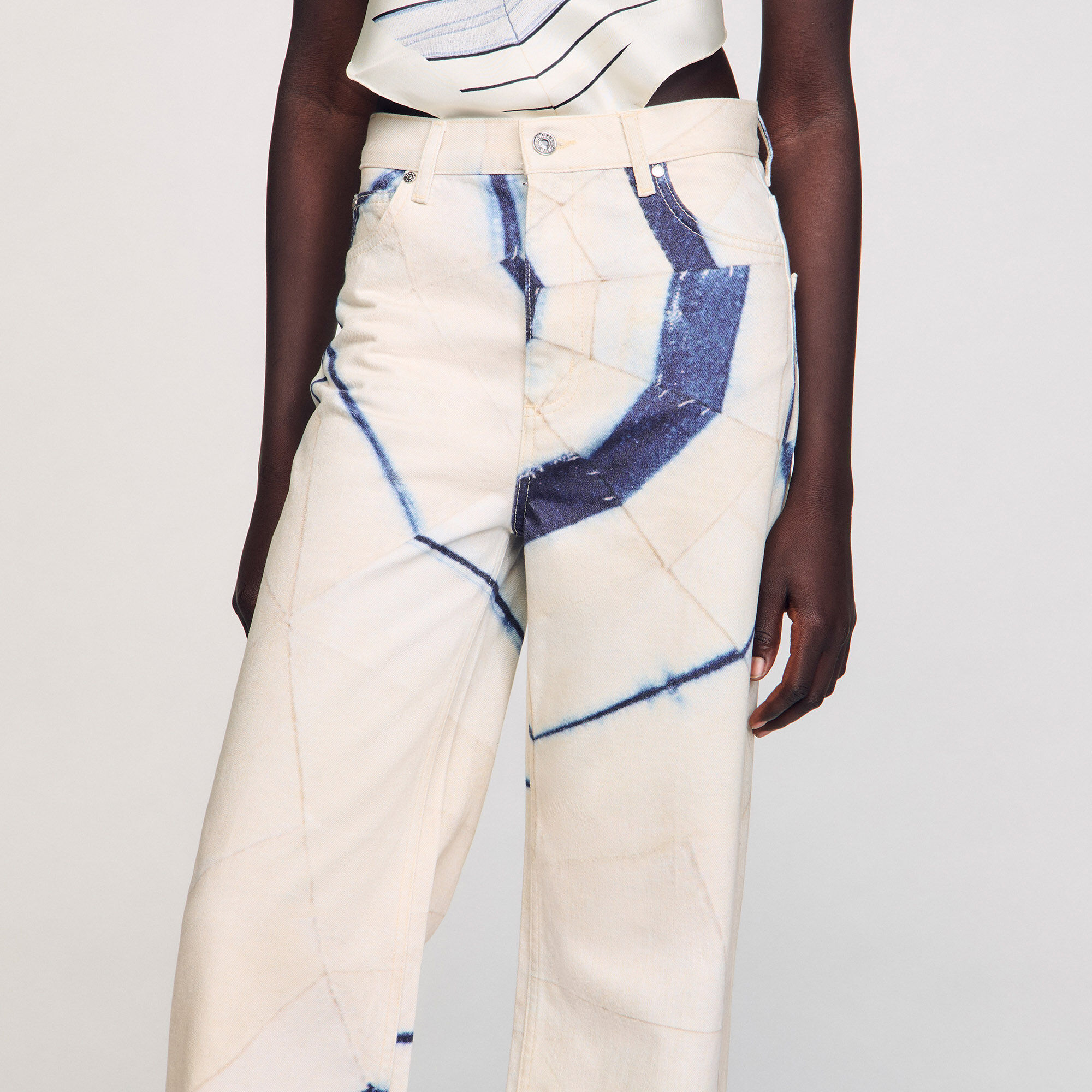 Jeans larghi con stampa a righe