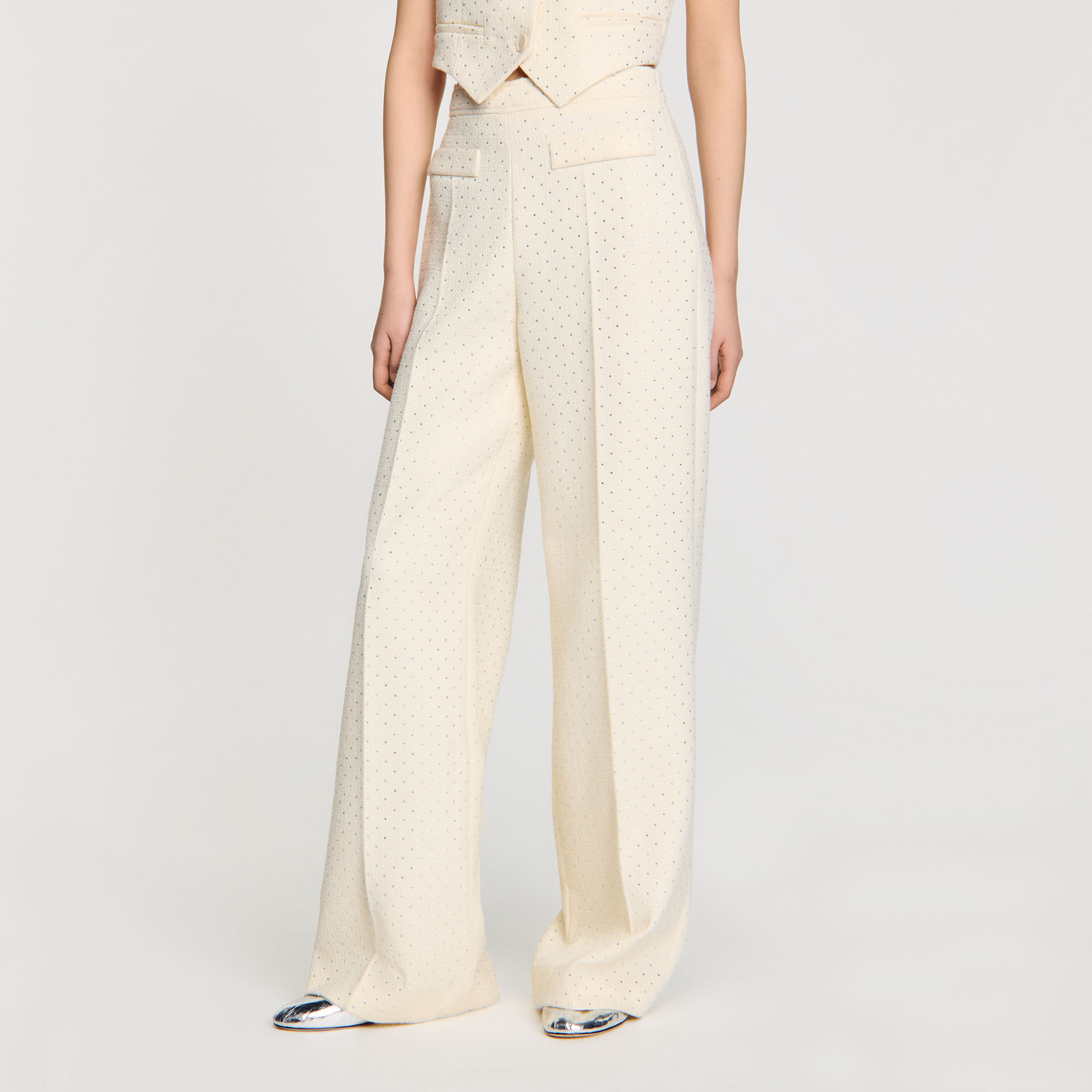 Pantaloni in tweed glitterato