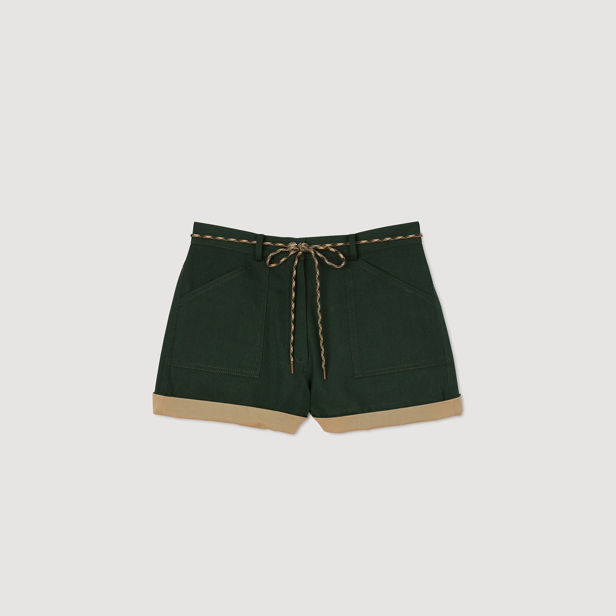 Shorts bicolor cintura a cordino