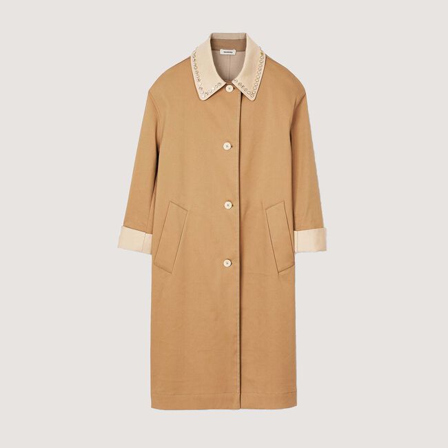 Trench con colletto glitterato