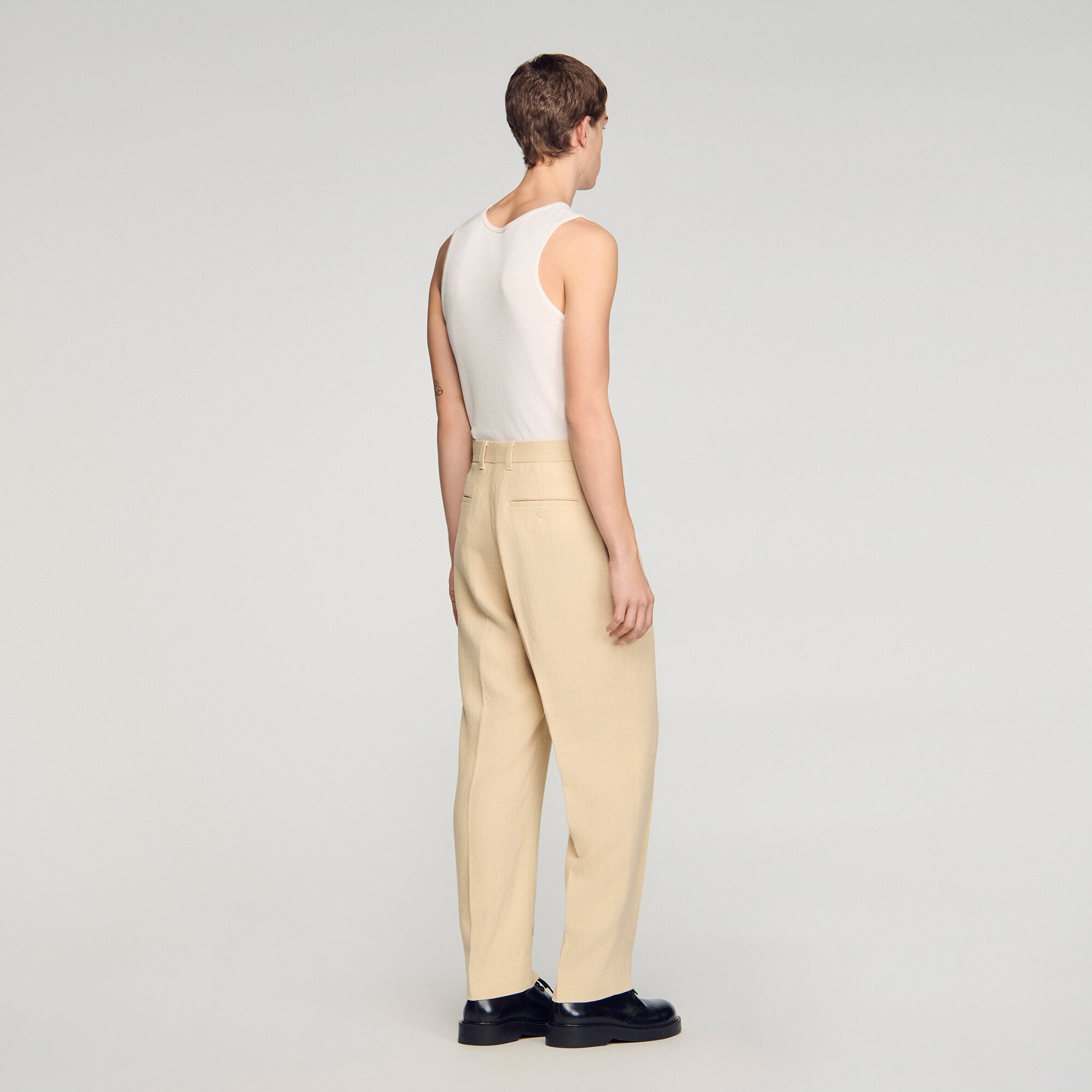 Pantaloni oversize in lino e cotone