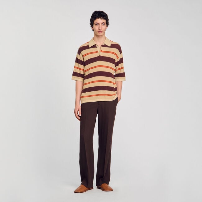 Polo a righe in maglia