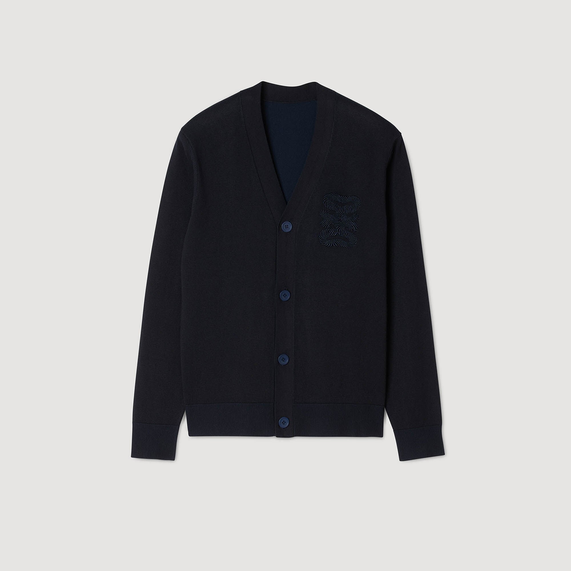 Cardigan con ricamo a corda