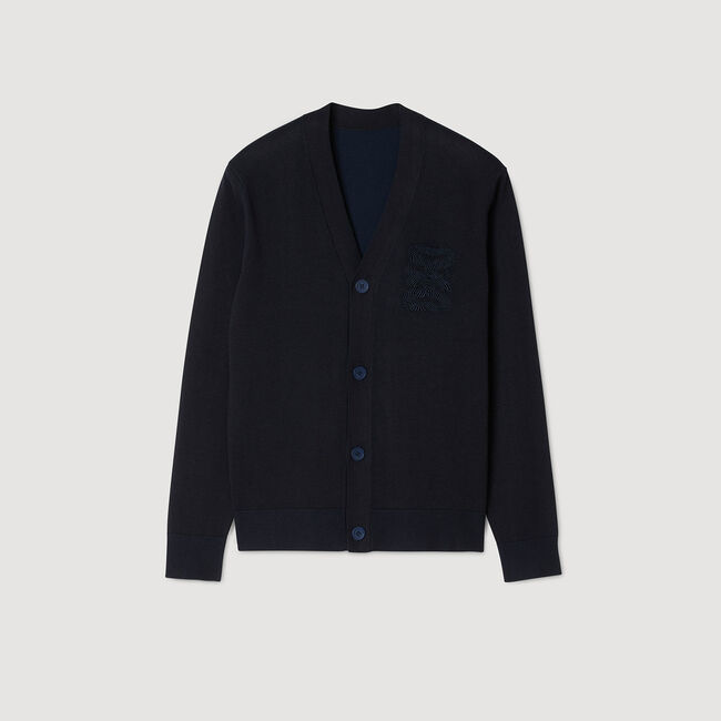 Cardigan con ricamo a corda