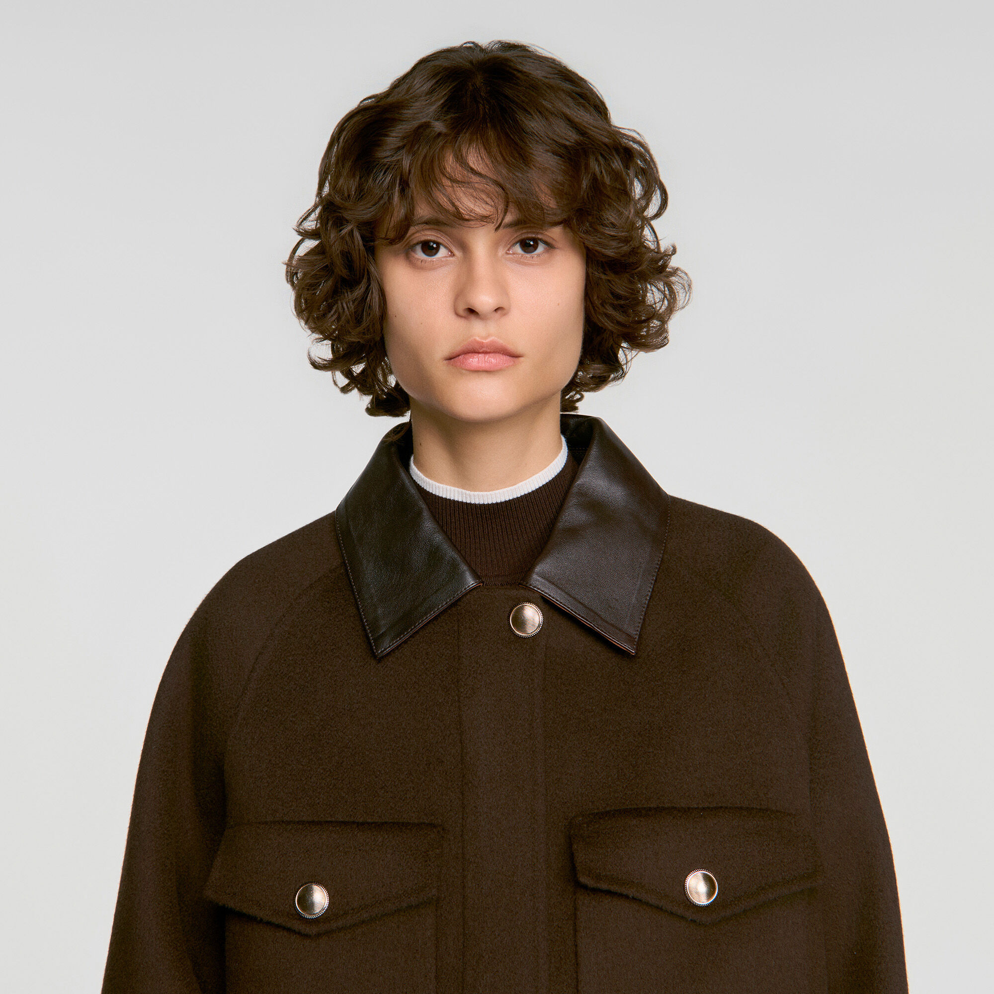 Cappotto double face collo in pelle - Donna | Sandro