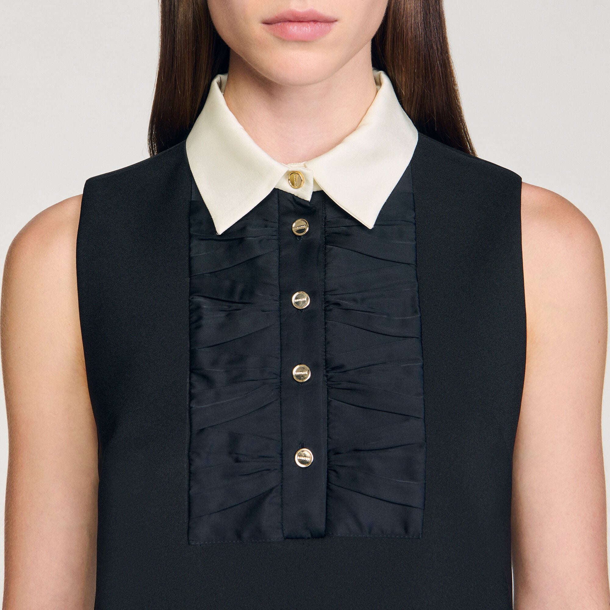 Abito corto colletto a contrasto - Donna | Sandro