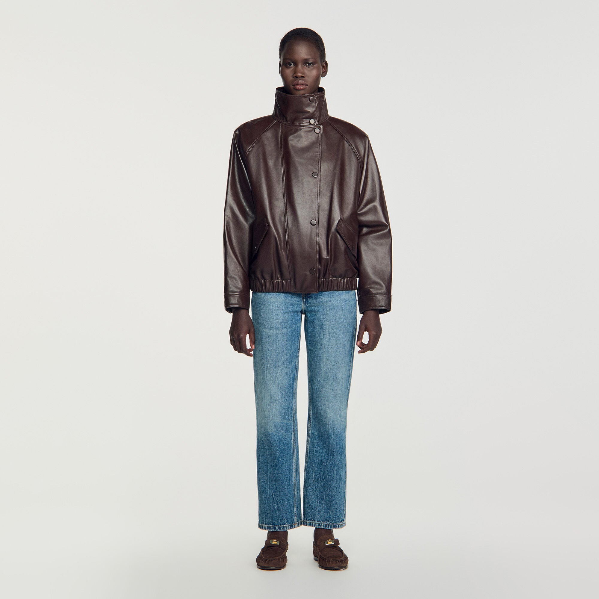 Giacca oversize in pelle