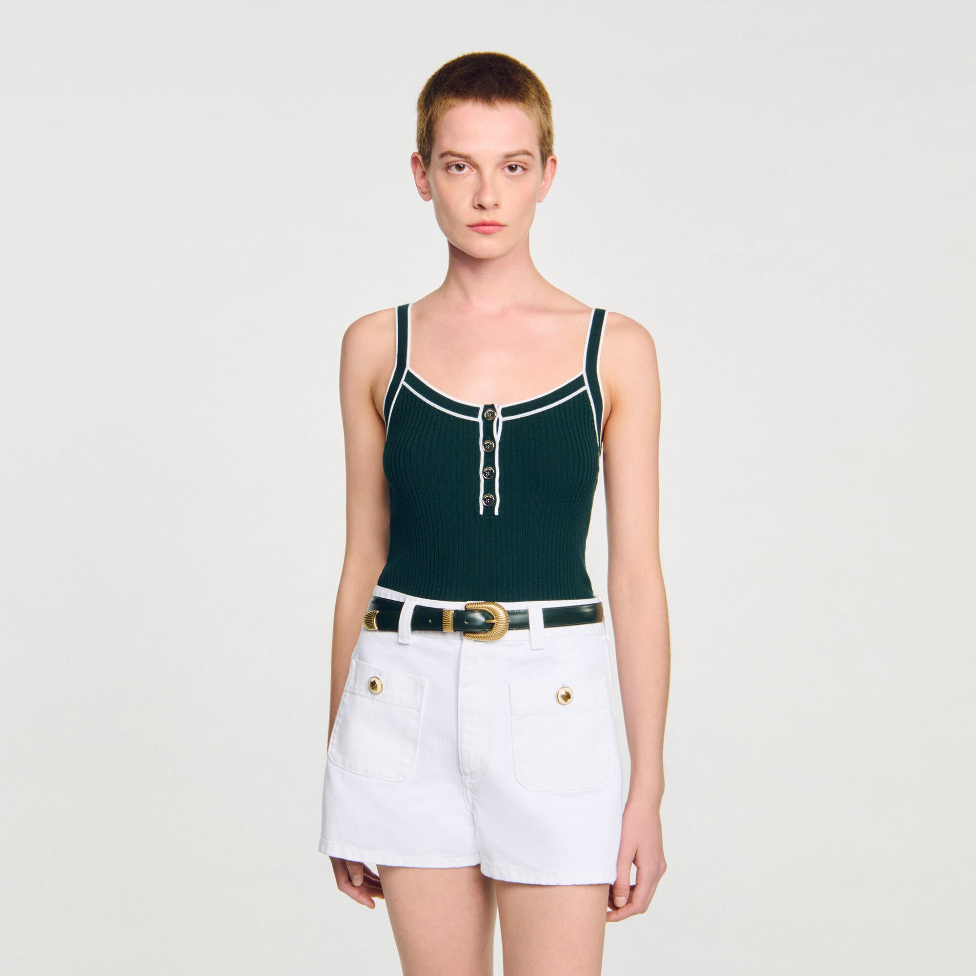 Canottiera in maglia bicolore