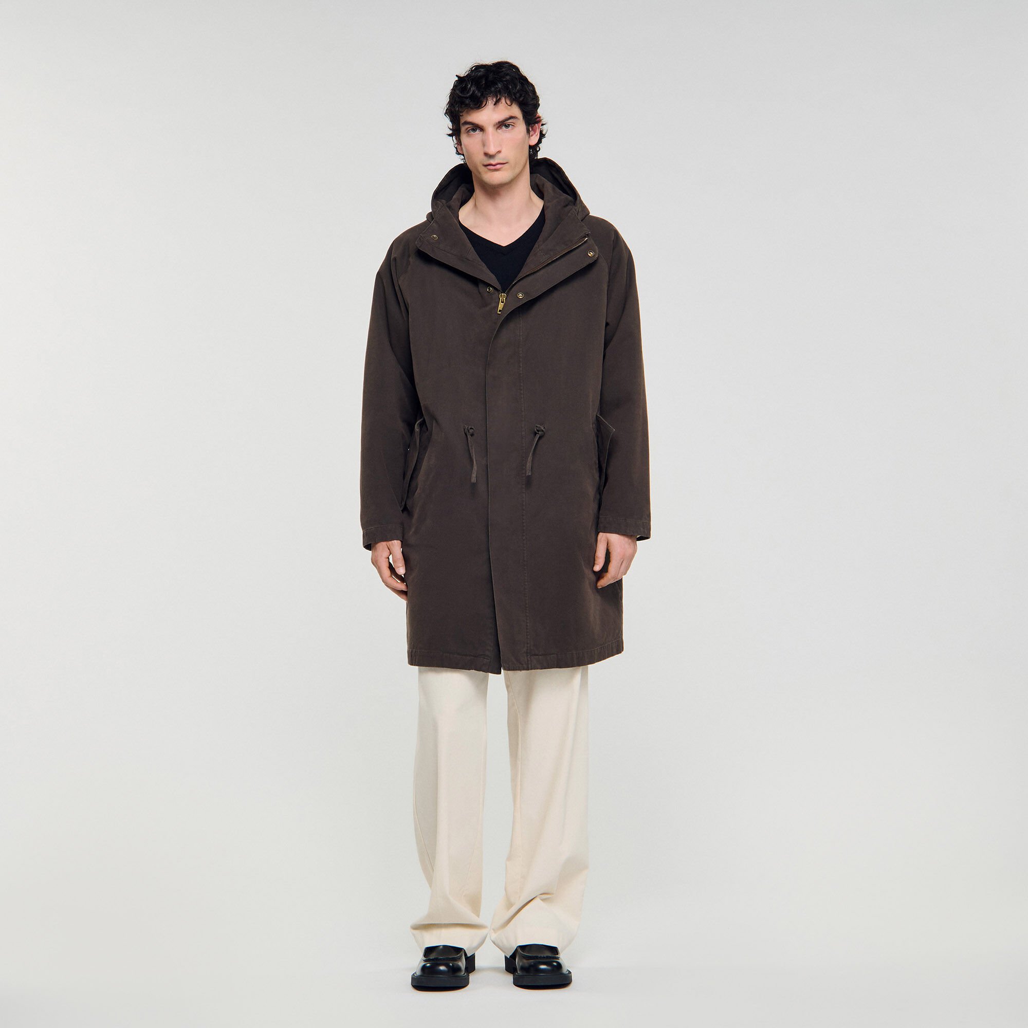 Parka oversize in cotone e lana